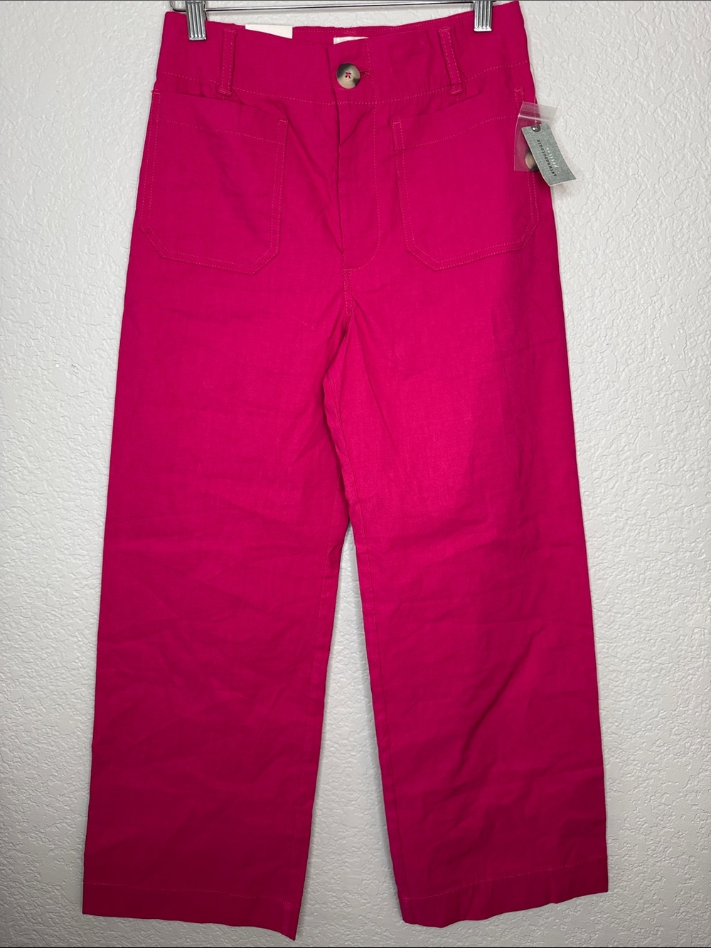 NWT Maeve Anthropologie Colette Full Length Wide Leg Pants Pink 27P Magic Fabric - Picture 3 of 9
